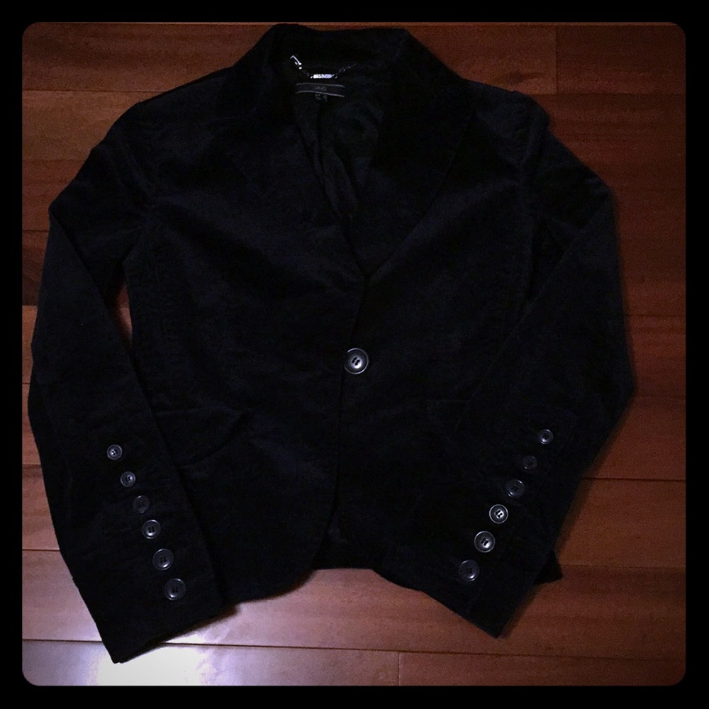MNG Navy Velvet Blazer